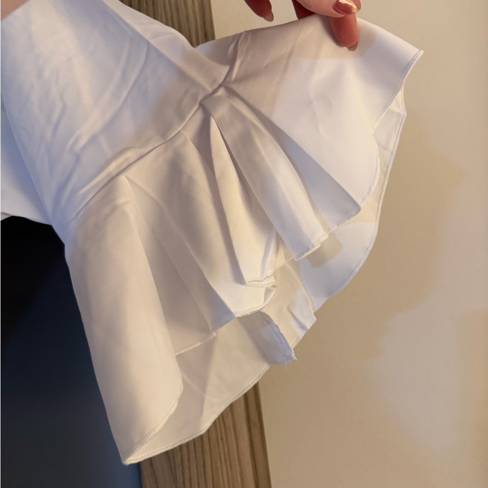 White Ruffle Sleeve Bridal Robe - Picture 3 of 4